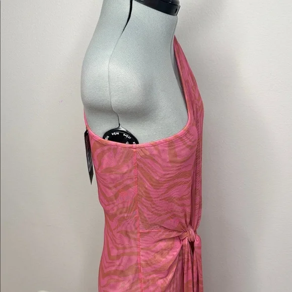 Vix Paula Hermanny Diani Kiana Maxi Cover Up Dress Pink Tiger Print NWT Size S - Picture 6 of 10